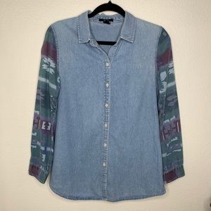 FOREVER 21 | Chambray Top w/Tribal Sleeves